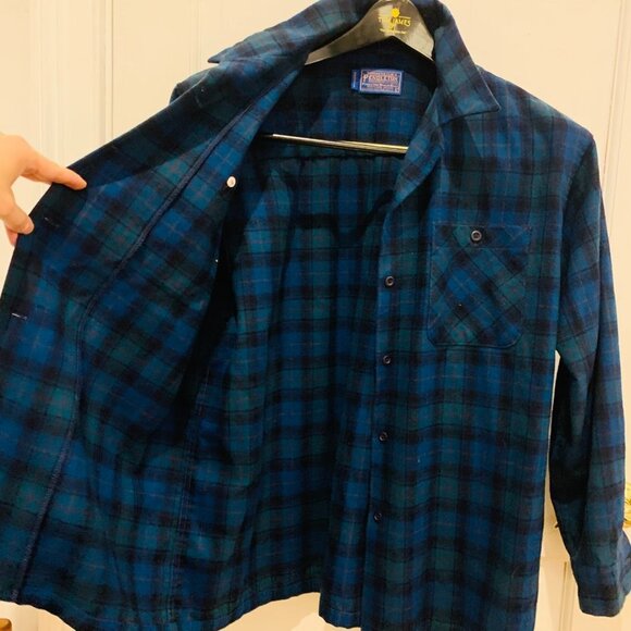 Vintage Pendleton Wool Plaid Flannel Button Work Chore Shirt Heavy Chamois Work - Picture 9 of 10